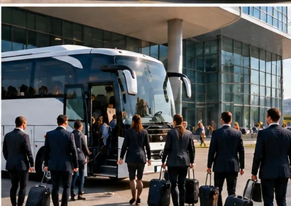 Illustrative group coach transfer for a business event or conference