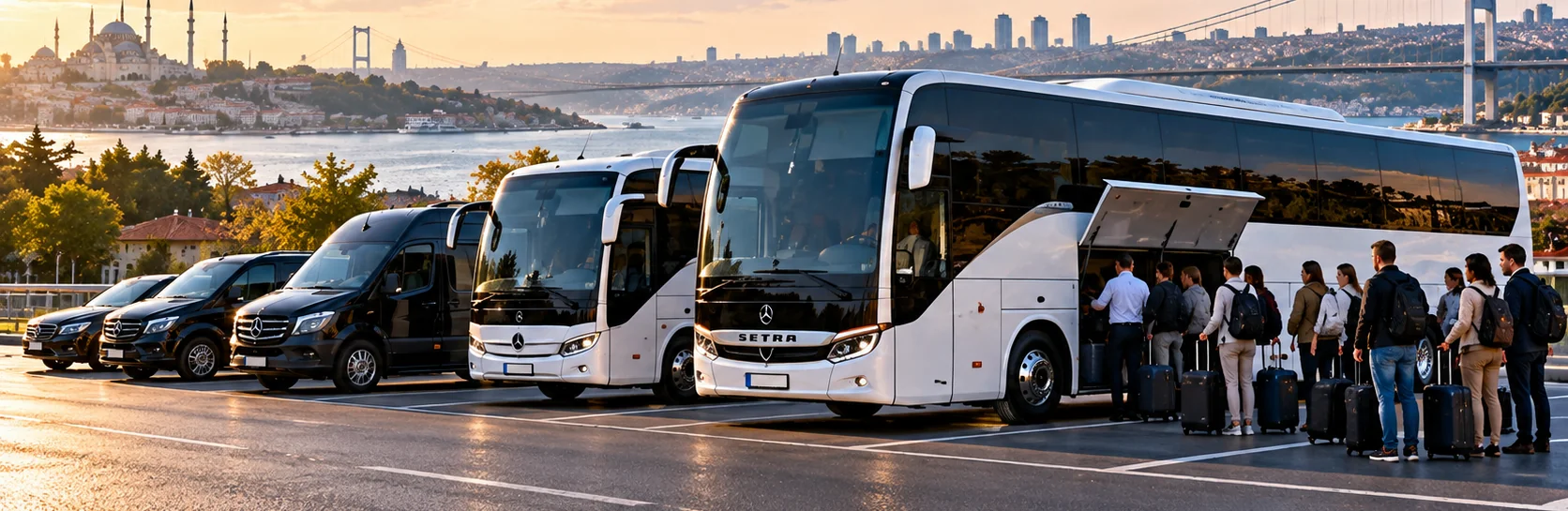 Istanbul group bus minibus midibus coach transfer illustration
